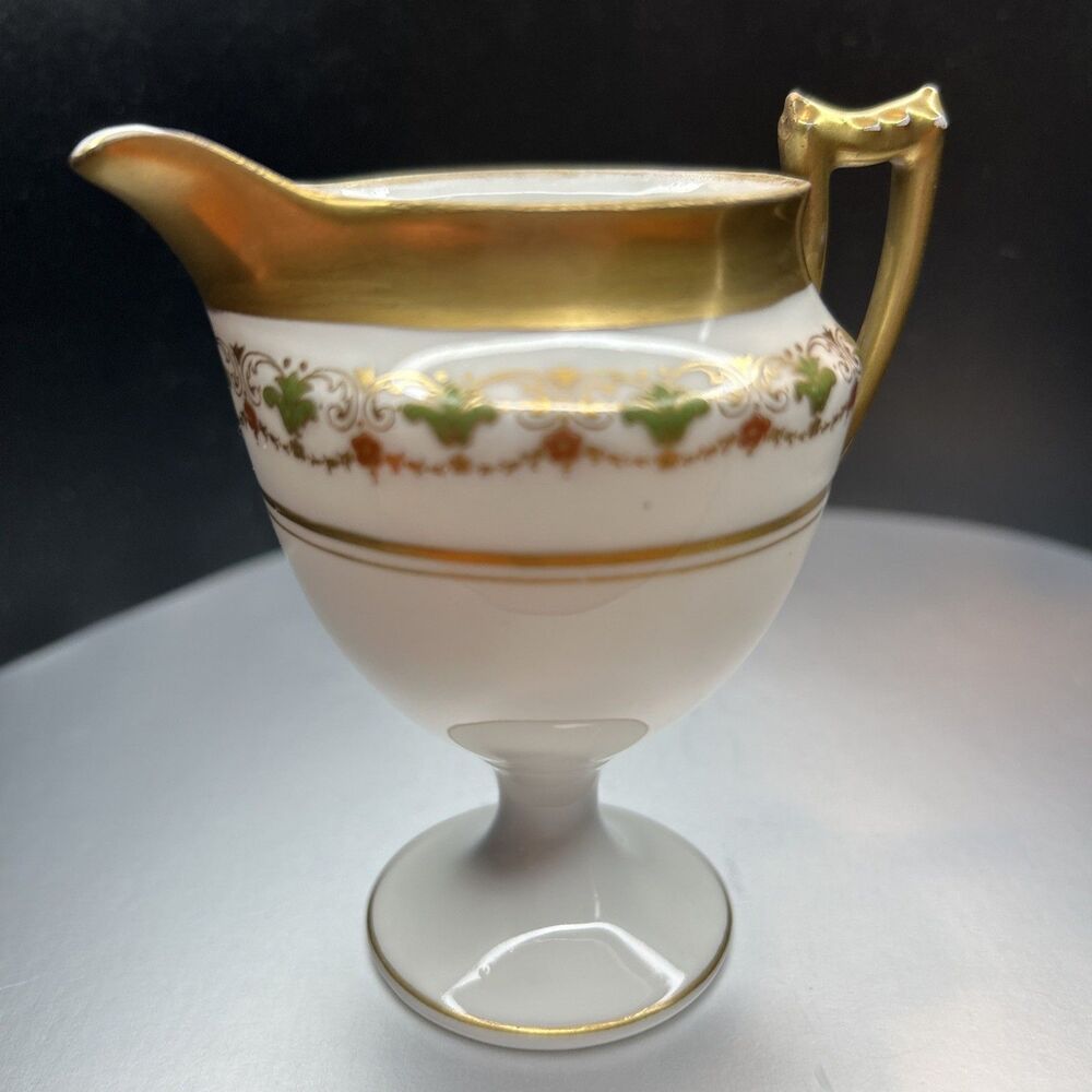 Limoges Porcelain Creamer Pitcher Gold Gilt Rim & Handle - Picture 7 of 9